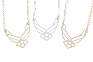 Air Force Necklace - IBD - Military Wife Charm - Airplane Wings - Tiny Sterling Silver 14K Rose Gold Filled Charm