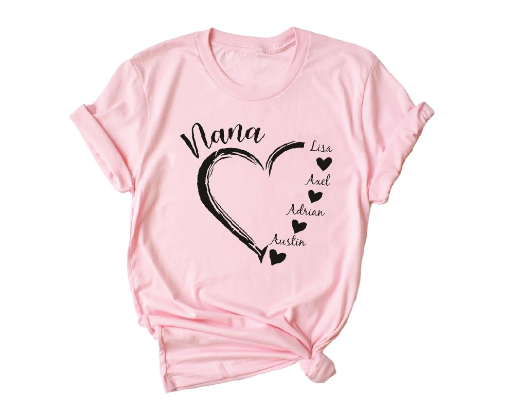 Custom Grandma Shirt with Grandkids Name, Grandma Heart T-Shirt, Grandkids Name Tshirt, Gift for Nana, Grammy Tops, Mimi Gift,Personalized Nana Shirt