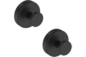 Bntuk Suction Cup Hooks for Shower, Removable Towel Hooks for Bathroom Window Glass Door Wall, Bath Robe Looafh Wreath Hook for Hanging - 2 Pack, Black