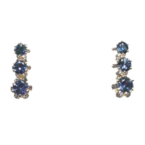 Montana Sapphire 3 Stone Drop Post Earrings Sterling Silver