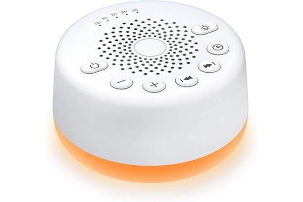 Sound Machine Easysleep White Noise Machine with 25 Soothing Sounds and Night Lights with Memory Function 32 Levels of Volume and 5 Sleep Timer Powered by AC or USB for Sleeping Relaxation (White)