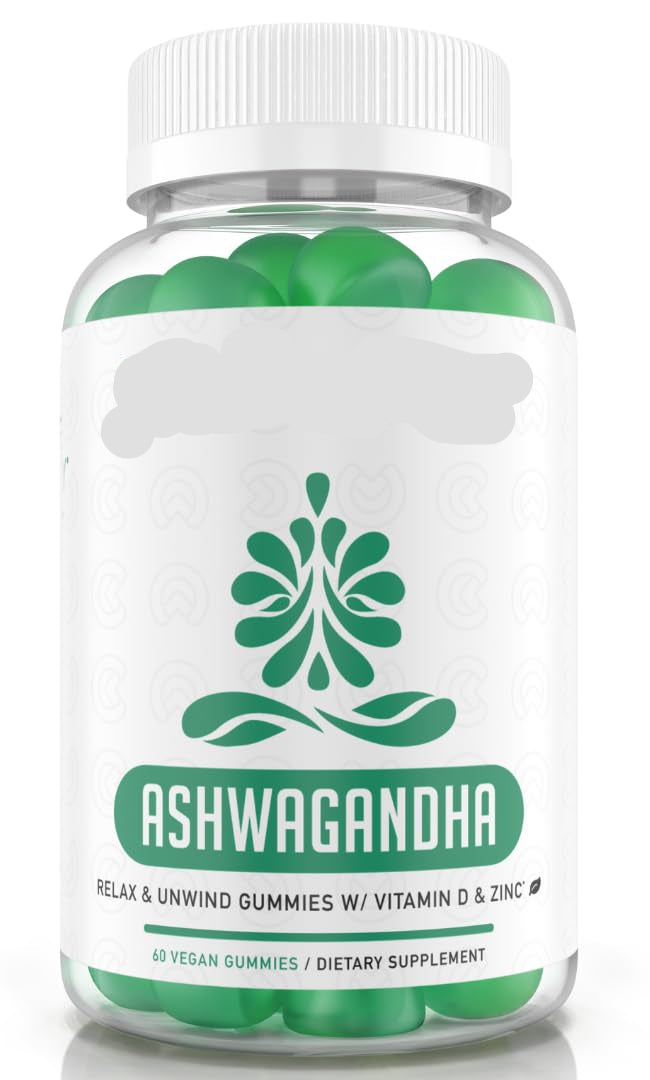 Bottle of Purefinity Ashwagandha gummies on a white background