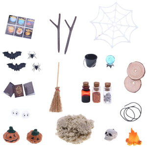 Halloween Dollhouse Miniature Halloween Dollhouse Accessories, 26pcs Miniature Halloween Village Accessories Mini Halloween Decorations for Dollhouse Fairy Garden