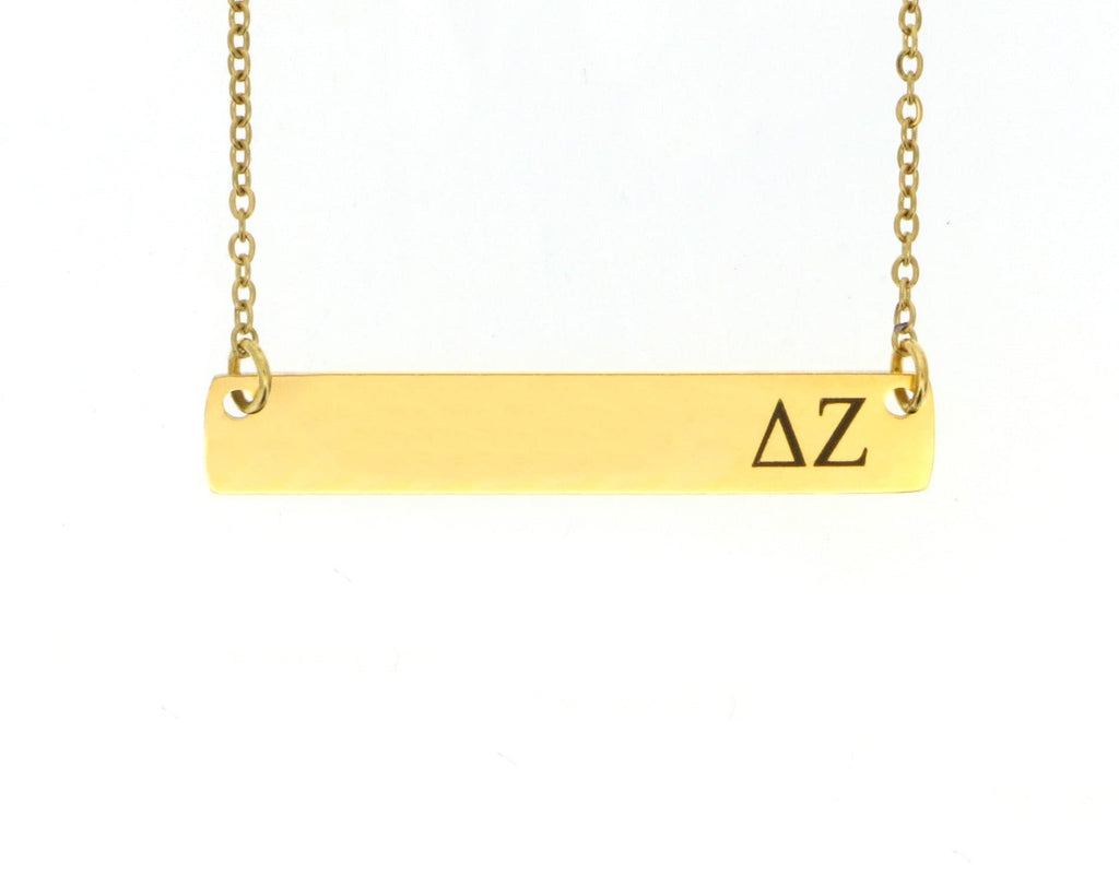 DistinctlyIvy Sorority Sister Gift Necklace - Personalize Greek Letters, Chain Length - 33 x 5mm - Alpha Delta Gamma Beta - DGR-STBR