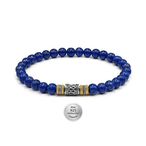 Kartini Studio Lapis Lazuli Bracelet, Lapis Lazuli and Sterling Silver Bracelet, Quality Bead Jewelry for Men
