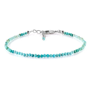 InfinityGemsArt Natural American Turquoise Bracelets For Women Gemstone Beads Dainty Jewelry Chakra Crystals 925 Sterling Silver 8 inch Adjustable December Birthstone Gifts For Mom