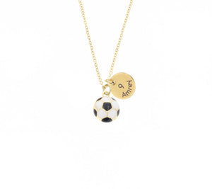 DistinctlyIvy Custom Soccer Necklace - Player Number Name Team Gift - Personalized Stainless Silver Gold - DGR-12mm