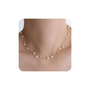 Pearl Necklaces for Women, Dainty Layered Pearl Choker Necklace, Handmade Elegant Gold and Pearl Necklace for Statement Jewelry