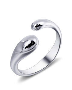 Desnuage Teardrop Adjustable Open Ring for Women - Sterling Silver Statement Ring, Stackable Fashion Jewelry, Unique Adjustable Finger Ring