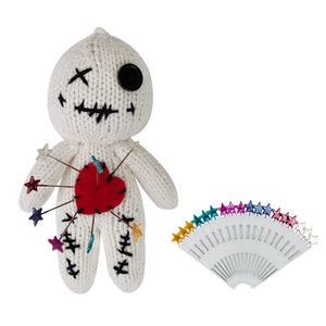 19 Pcs Voodoo Dolls Set with Creepy Doll Halloween Scray Ghost Plush Pin Holder Horror Unique Funny Christmas Ornaments Fidget Toys Gift(Knitwear,White)