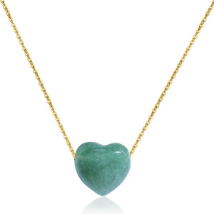 Teppdfann 14K Gold Plated Jade Heart Necklace Green Jade Pendant Necklace for Women Small Jade Jewelry Heart Pendant Necklace for Gift