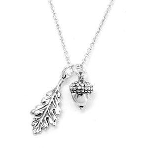 KEVIN N ANNA Sterling Silver Tiny Acorn and Oak Leaf Charm Necklace, 20"