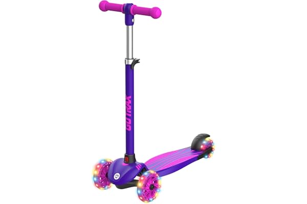 Gotrax KS1 Kids Kick Scooter, LED Lighted Wheels and 3 Adjustable Height Handlebars, Lean-to-Steer & Widen Anti-Slip Deck, 3 Wheel Scooter for Boys & Girls Ages 2-8 and up to 110 Lbs
