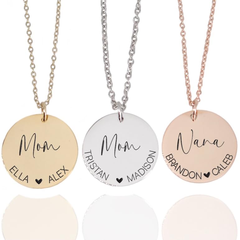 Personalized necklace for Mom, Nana, Grandma, Mimi, Gigi, Mothers day jewelry kid's names engraved custom necklace