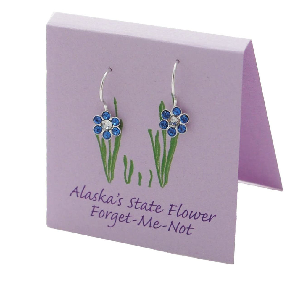 Alaska Forget Me Not Crystal French Wire Earrings - sterling silver
