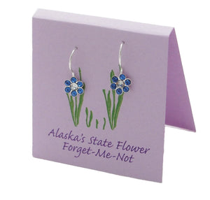 Alaska Forget Me Not Crystal French Wire Earrings - sterling silver