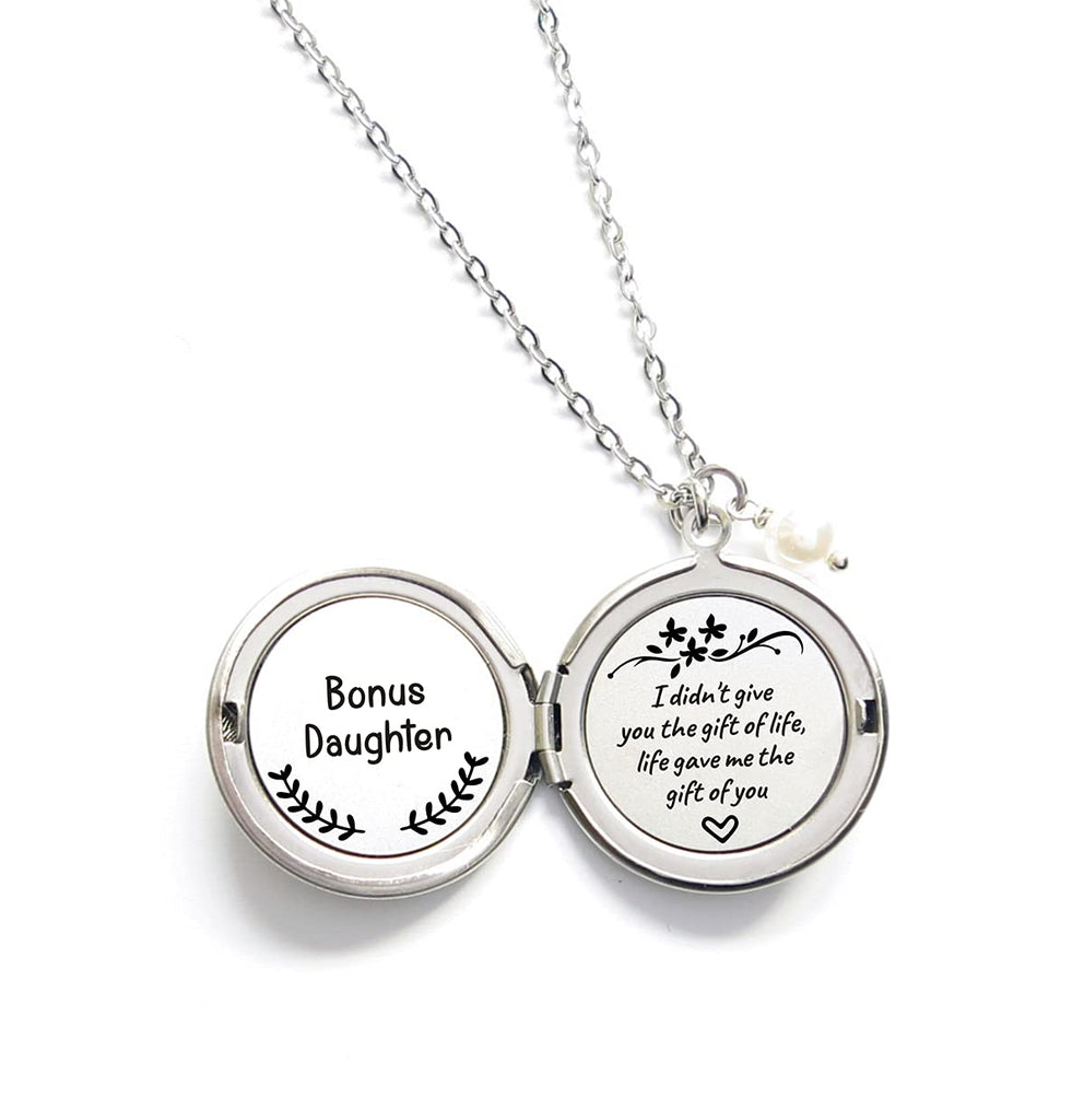 Stepdaughter Bonus Daughter Jewelry I Didn't Give You The Gift of Life Life Gave Me The Gift of You Long Locket Necklace