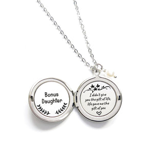Stepdaughter Bonus Daughter Jewelry I Didn't Give You The Gift of Life Life Gave Me The Gift of You Long Locket Necklace