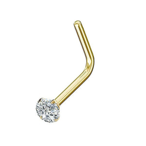 MoonliDesigns Tiny Diamond Nose Stud Piercing Gold L Shape Nose Stud 1.5mm Micro Cubic Zirconia CZ Gold Nose Piercing 22g