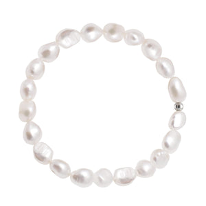 Paialco 8-9MM Freshwater Cultured Baroque Pearls Stretch Bracelet 7.0 Inches, Natural White Color