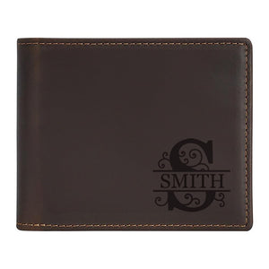 Personalized Leather Wallet For Men, Custom Slim Wallet, Customized Bifold Wallets For Men, Engraved Genuine Leather, Custom Father's Day Wallet Gift