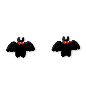 Generic Mothman Earrings, Cryptid Stud Earrings, 316L Stainless Posts, Nickel Free, Hypoallergenic, 15mm Wide