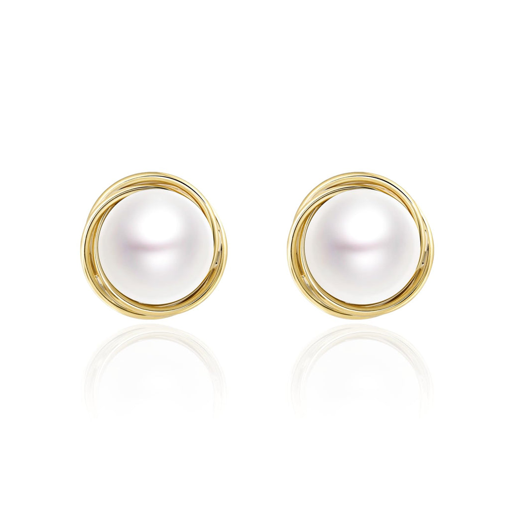 Big Studs Gold Pearl Stud Earrings for Women Vintage Large Pearl Earrings Retro Earrings Button Earrings for Gift