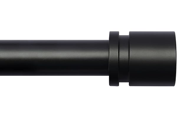 Byondeth Curtain Rods for Windows 16 to 144 Inches Adjustable Length 1 Inch Diameter Window Curtain Rod with Aluminium Finials, Black