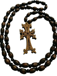 Armenian Cross, Christian Cross, Wooden Necklace, Eternity Symbol, Pendant
