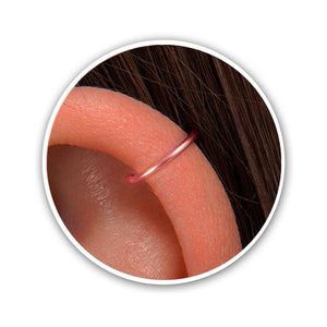 ALOME PIERCINGS Rose Gold Cartilage Earring – 14K Rose Gold Filled Helix Hoop– Thin 20 Gauge 8mm Rose Gold Cartilage Piercing Jewelry For Women