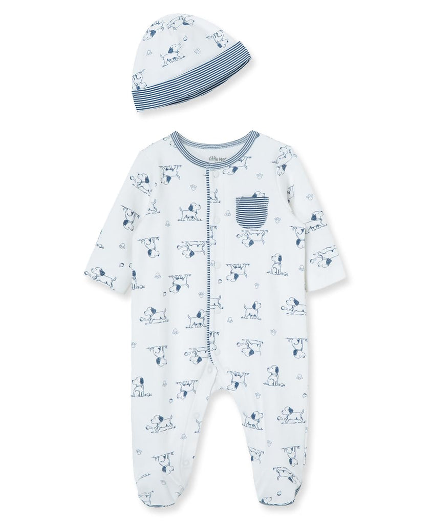 Little Me Baby Toile Footie with Hat, Puppy, 9 Months