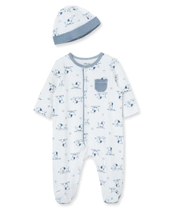 Little Me Baby Toile Footie with Hat, Puppy, 9 Months