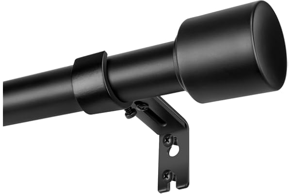 1” Diameter Curtain Rods Itself is 30 to144 inch 1 Pack Fit 30-142 inch, 66 to 120 inch Window with Heavy Duty Adjustable Rod Matte Black Curtain Splicing Metal Extra Long Curtain Rod for Windows