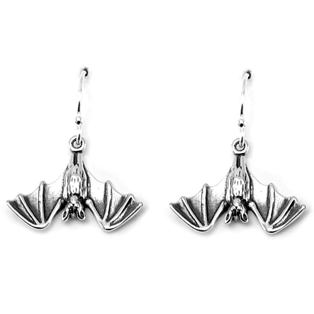 KEVIN N ANNA Sterling Silver Petite Hanging Bat Charm Earrings