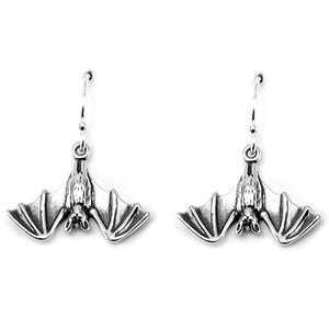 KEVIN N ANNA Sterling Silver Petite Hanging Bat Charm Earrings