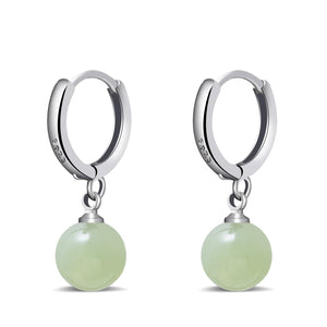 Silver Jade Huggie Hoop Earrings Green Jade Earrings for Women Trendy Simple Green Jewelry for Gift