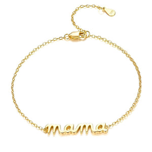 Mom Gifts, Personalized Mama Bracelet, Birthday Gifts for Women, Adjustable Hypoallergenic Mom Bracelet for Wife Grandma (Mama Gold)