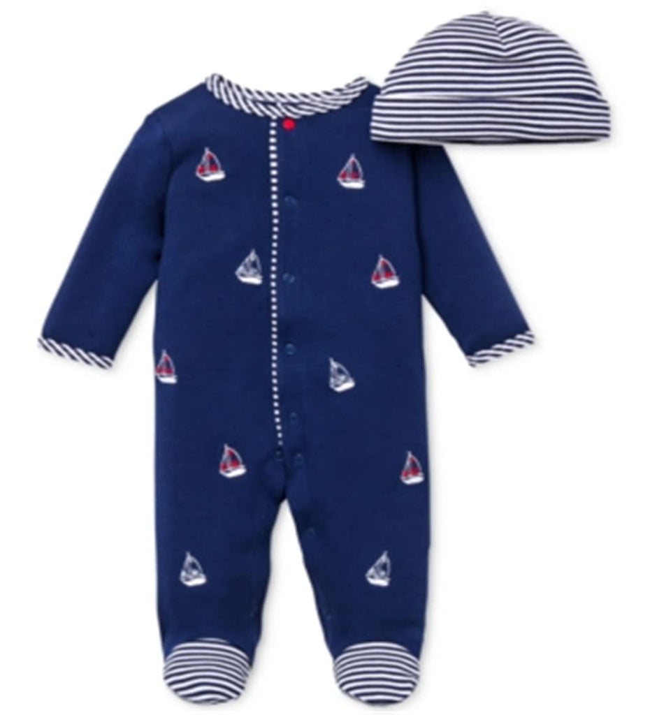 Little Me baby boys Footie Hat infant and toddler rompers, Navy, 3 Months Pack of 1 US