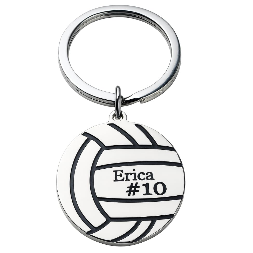 Personalized Volleyball Keychain, Girls Volleyball Gift, Engraved Volleyball Jewelry, Volleyball Player Gift, Custom Volleyball Team Gifts