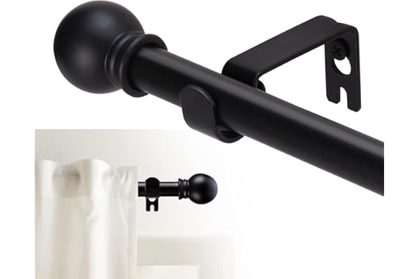 GXOACKJ Curtain Rods for windows 32-48 inch, 5/8 inch Decorative Curtain Rod Set, Matte Black Splicing Heavy Duty Metal Curtain Rod with Brackets