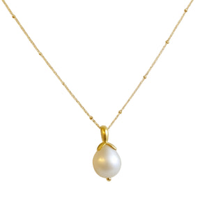 Cultured Freshwater Pearl Gold Filled Necklace 18 inches - Handmade Dainty Jewelry Gift Idea for Women Her - Birthday Gift - June Birthstone -Wedding Bridal Jewelry - Single 925 Pendant Necklace