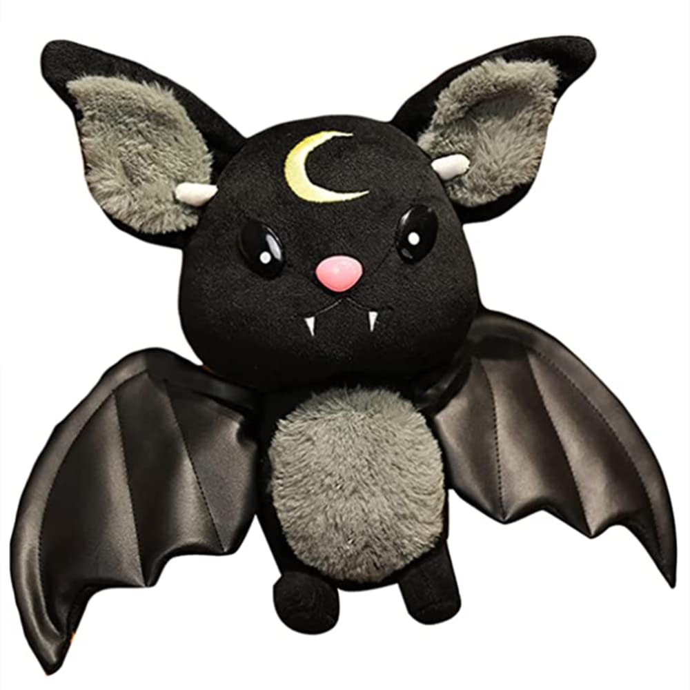 NatureMan Bat Plush Stuffed Animal Toys,Halloween Black Bat Decor Soft Hugging Plush Doll Toy Gifts,for Kids Birthday, Halloween, Christmas (Black,11.8inch)
