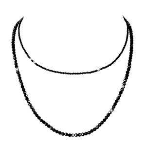 Black Tourmaline Choker Necklace for Women Layered Adjustable Goth Gothic Beaded Crystal Necklaces