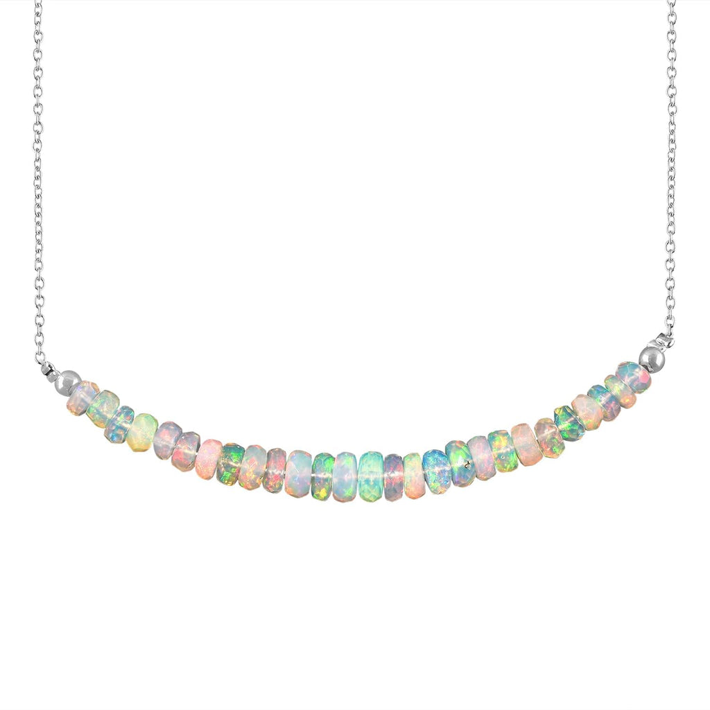 InfinityGemsArt Ethiopian Fire Opal Necklace for Women, Birthstone, Natural Gemstone Beads, Dainty Handmade Jewelry, Chakra Energy Crystals 925 Sterling Silver Chain 18 inch Christmas Gifts For Mom