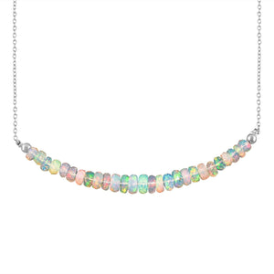 InfinityGemsArt Ethiopian Fire Opal Necklace for Women, Birthstone, Natural Gemstone Beads, Dainty Handmade Jewelry, Chakra Energy Crystals 925 Sterling Silver Chain 18 inch Christmas Gifts For Mom
