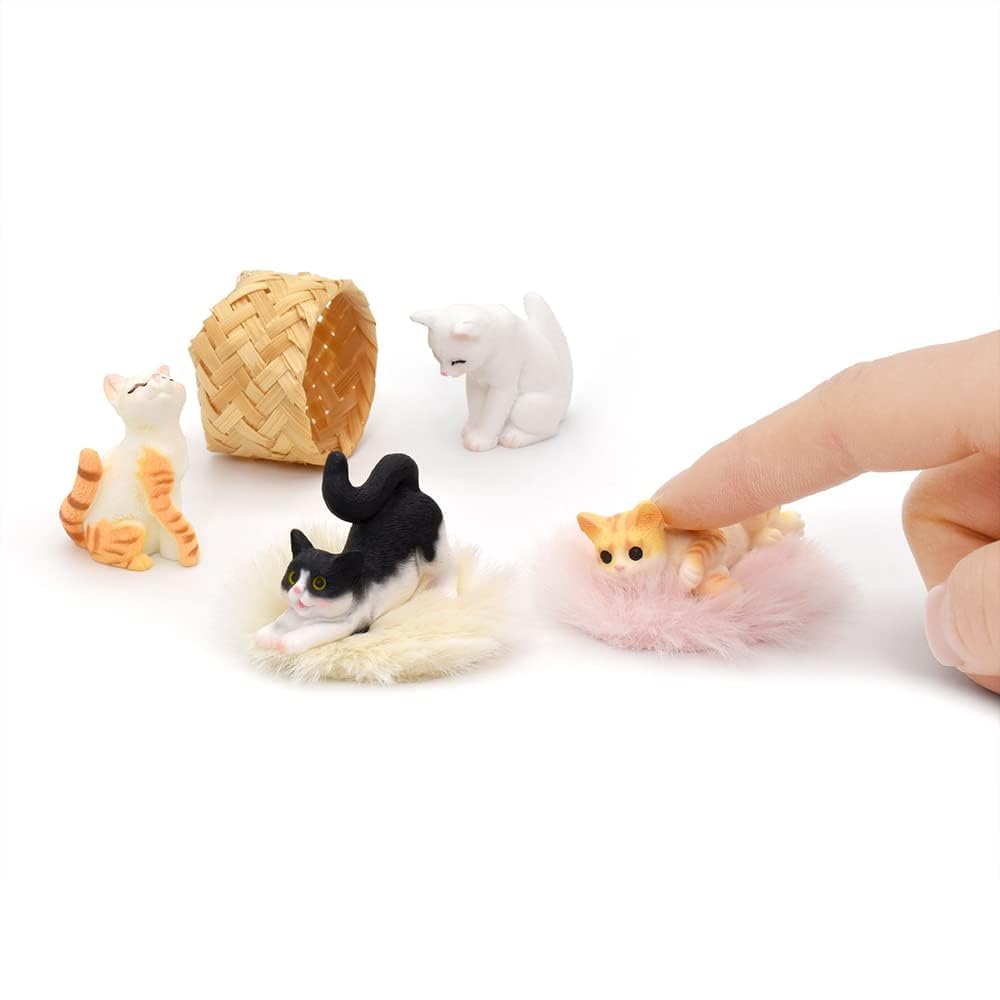 iland Cat Figurines,1/12 Scale Dollhouse Accessories,Realistic Mini Cat for Dollhouse Decor & Cake Toppers