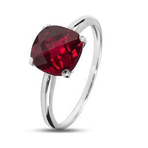 Ruby 925 Sterling Silver Rings for Women - Cushion Gemstone Ring - Anniversary, Engagement, Wedding Ring - Eye Catching Christmas Gift (US Ring size 6)