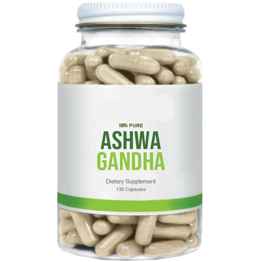 Bottle of Antler Farms Ashwa Gandha dietary supplement with a white label on a white background