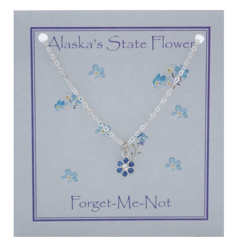 Alaska Forget Me Not Crystal Necklace - sterling silver