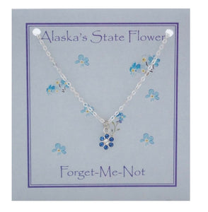 Alaska Forget Me Not Crystal Necklace - sterling silver